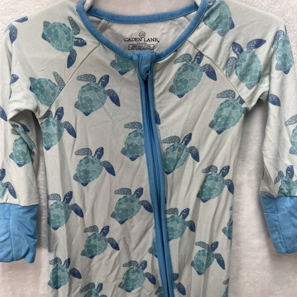 Caden Lane Bamboo Convertible Zipper Sleeper Unisex Baby 3-6m Sea Turtles‎
